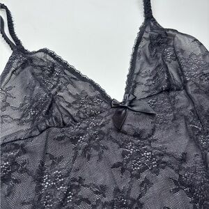Vintage-Style Black Floral Lace Slip Dress